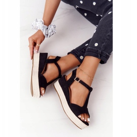 PG1 Sandali con zeppa Graciosa neri con trecce beige nero 1