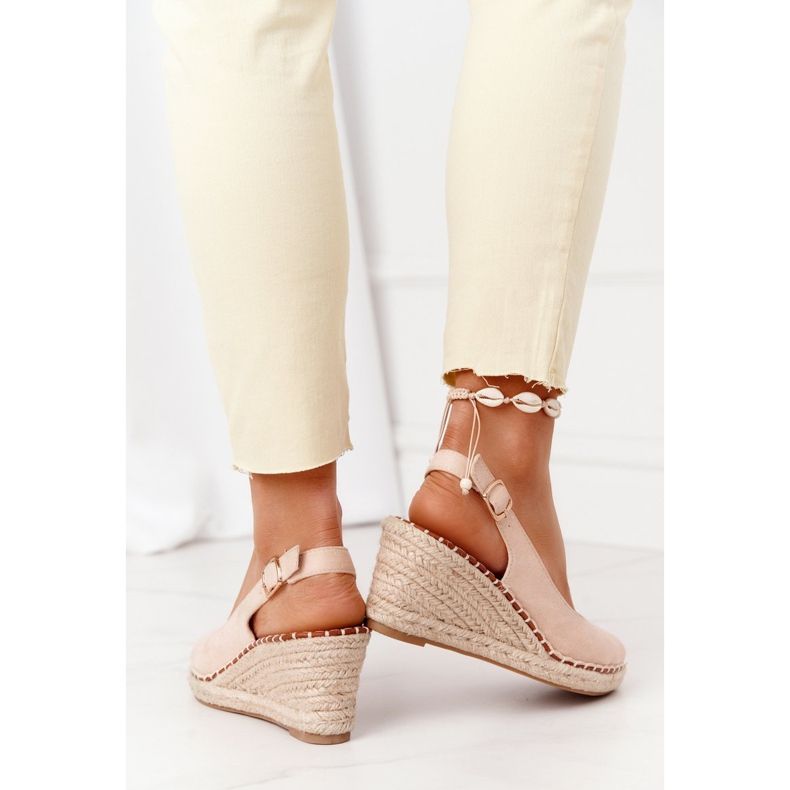 PG1 Sandali Con Zeppa Beige Con Intreccio Beige Las Palomas 2