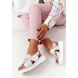 Sandali Slip-On Sulla Piattaforma Sergio Leone SK029 Bianco-Argento 1