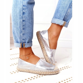 Espadrillas in pelle su suola intrecciata Big Star HH274504 Argento 1