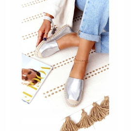 Espadrillas in pelle su suola intrecciata Big Star HH274504 Argento d'argento 2