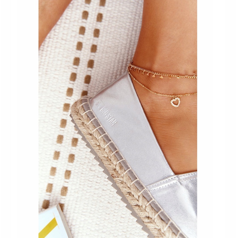 Espadrillas in pelle su suola intrecciata Big Star HH274504 Argento d'argento 4