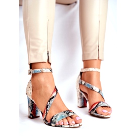 Sandali Da Donna Con Tacco Alto Sergio Leone Serpente Rosso SK870 beige multicolore 1
