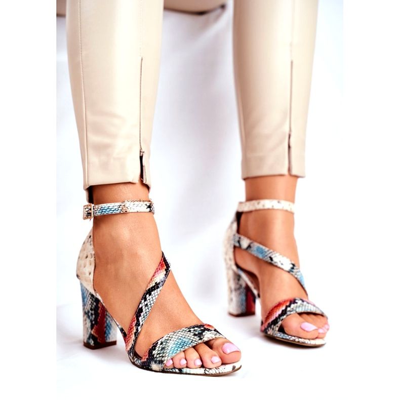 Sandali Da Donna Con Tacco Alto Sergio Leone Serpente Rosso SK870 beige multicolore 1