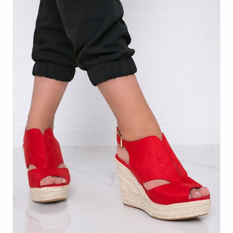 Espadrillas rosse sulla zeppa Pretty Woman rosso 1