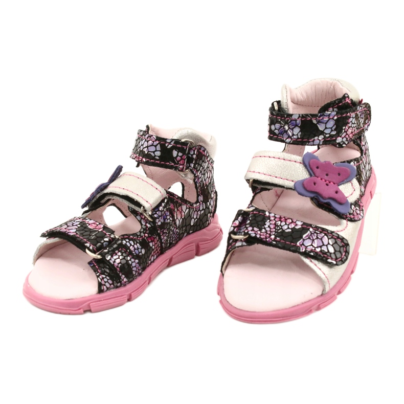 Mazurek Sandali in pelle Girls High Preventive 291 con farfalla argento 2
