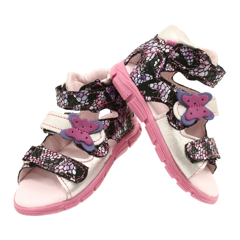 Mazurek Sandali in pelle Girls High Preventive 291 con farfalla d'argento 4