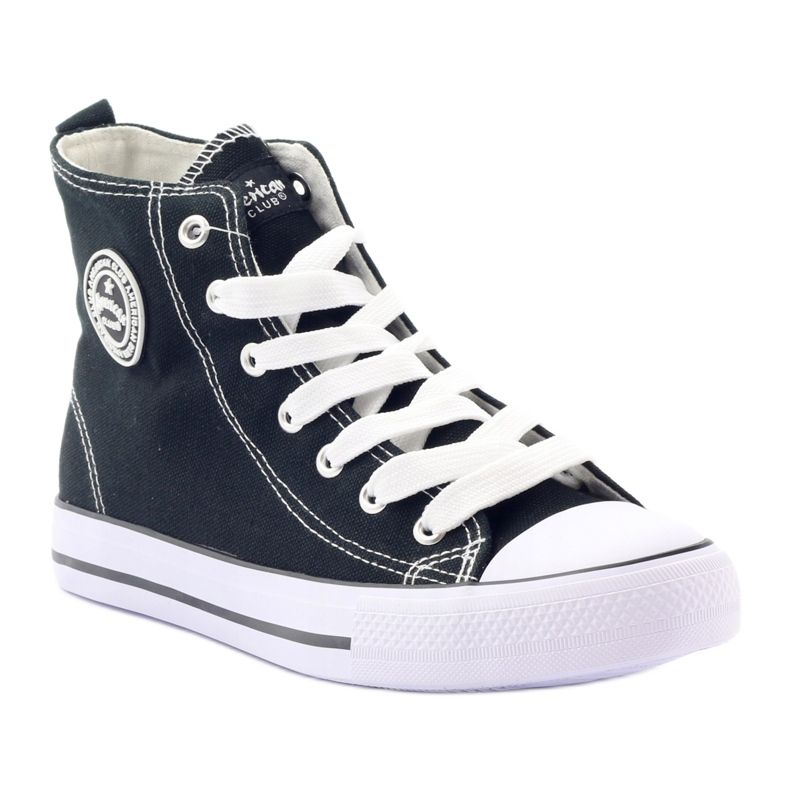 Sneakers alte American Club LH02 nere bianco nero 1