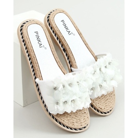 Bianco LS003 Pantofole fiori bianchi bianca 1