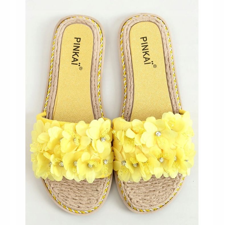 Giallo LS003 Pantofole fiori gialli 1