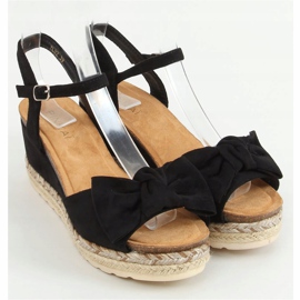 Espadrillas nere su zeppa con fiocco YL92 Black nero 1