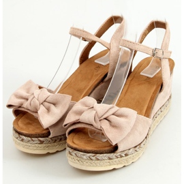 Espadrillas beige su zeppe con fiocco YL92 Beige 1