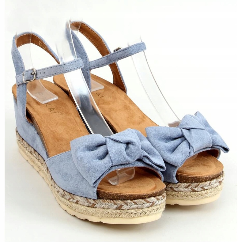Espadrillas su zeppe con fiocco, blu YL92 Blue 1
