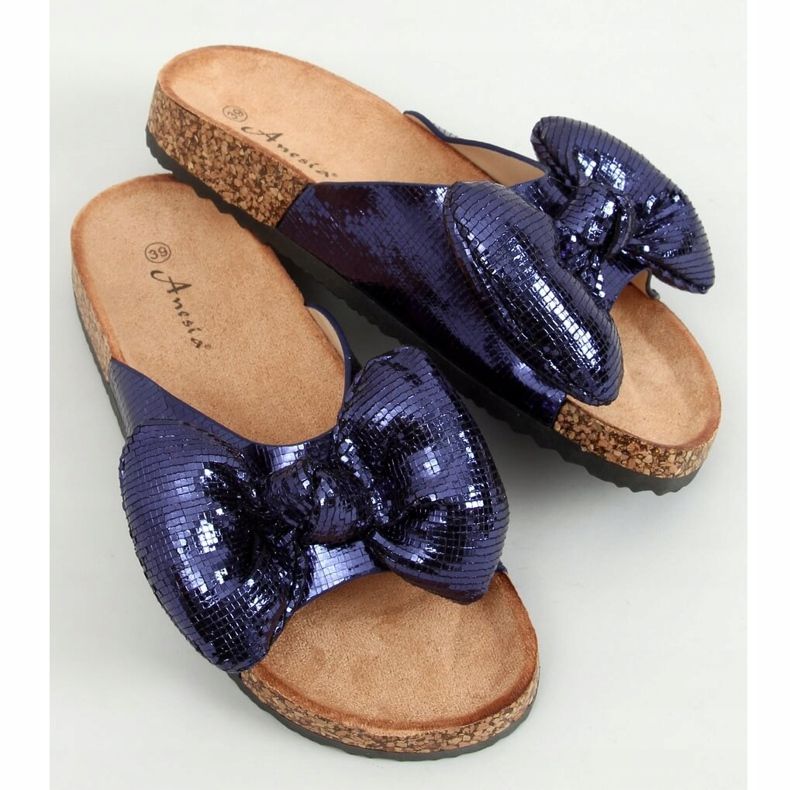 Pantofole Topolino con fiocco N-79 Blue blu navy 1