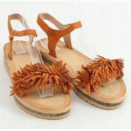 Sandali con frange cammello JN315 Camel marrone 1