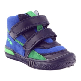 Stivaletti in pelle blu navy/blu con velcro, Bartek 91756 1