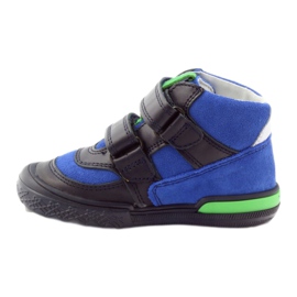 Stivaletti in pelle blu navy/blu con velcro, Bartek 91756 2