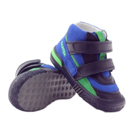Stivaletti in pelle blu navy/blu con velcro, Bartek 91756 3