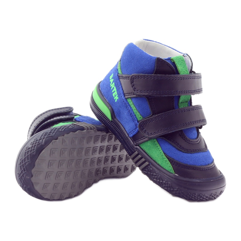 Stivaletti in pelle blu navy/blu con velcro, Bartek 91756 3