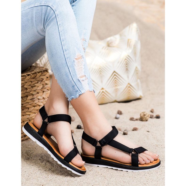 SHELOVET Sandali alla moda con velcro nero 2