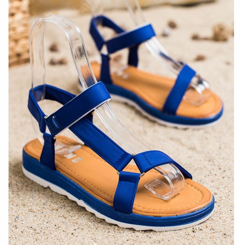 SHELOVET Sandali alla moda con velcro blu 1