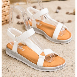 SHELOVET Sandali alla moda con velcro bianco 1