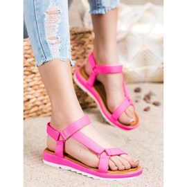 SHELOVET Sandali alla moda con velcro rosa 1