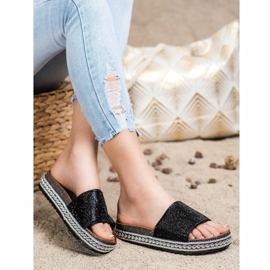SHELOVET Pantofole di cristallo alla moda nero 1