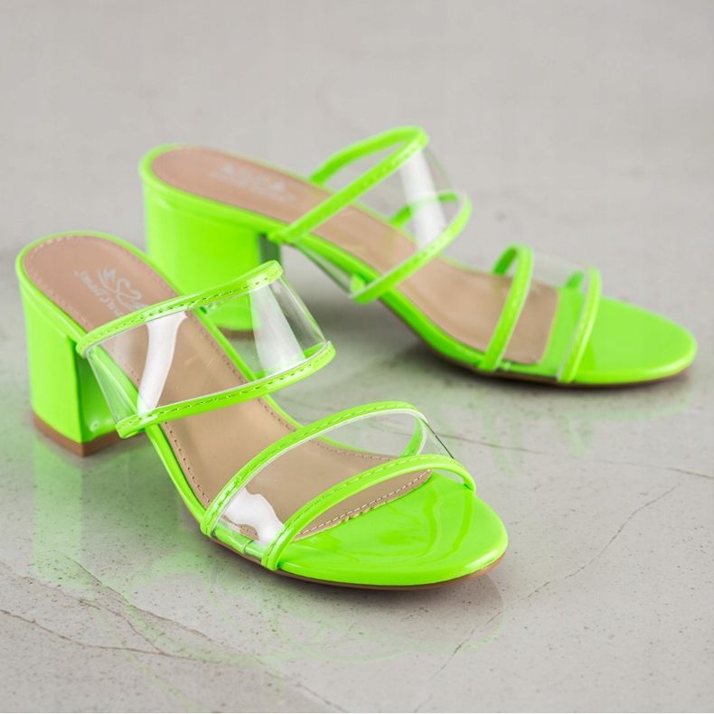Small Swan Ciabatte Con Strisce Trasparenti verde 1
