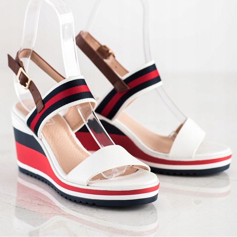 Filippo Sandali con zeppa con strisce multicolore 1