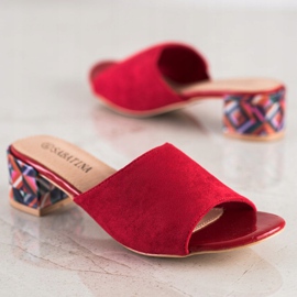 Sabatina Pantofole con tacco fantasia rosso 1