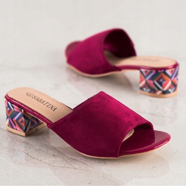 Sabatina Pantofole con tacco fantasia rosa 1