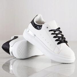 SHELOVET Sneakers Con Allacciatura Glitter bianco nero 1