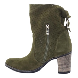 Olivier Stivali verdi Sophia in pelle traforata cachi verde 1