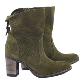 Olivier Stivali verdi Sophia in pelle traforata cachi verde 3