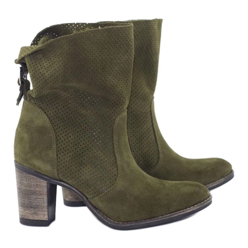 Olivier Stivali verdi Sophia in pelle traforata cachi verde 3