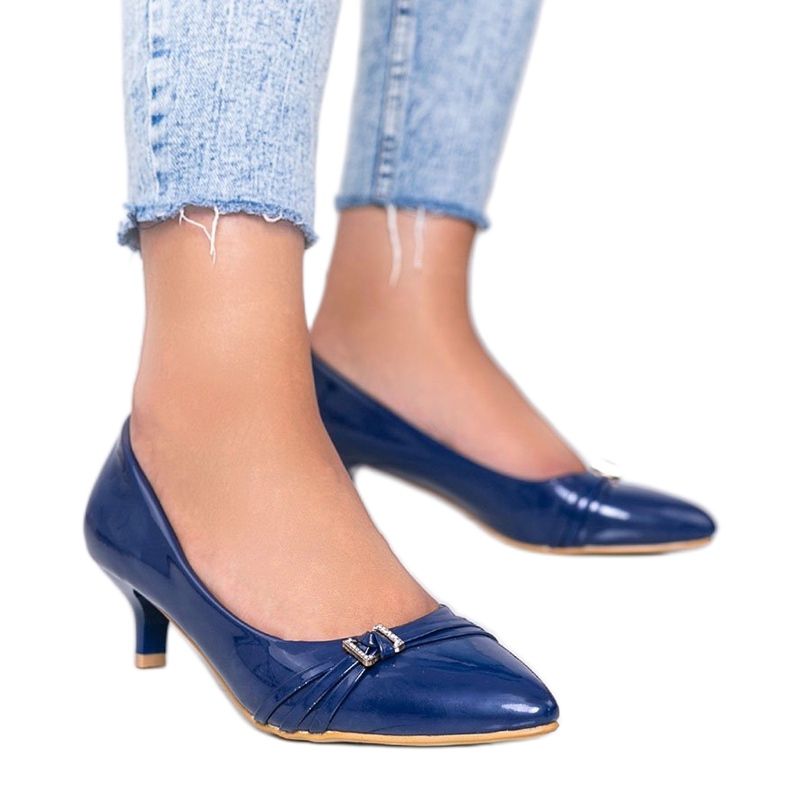 Décolleté blu navy su tacco basso Aurora 1
