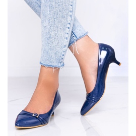 Décolleté blu navy su tacco basso Aurora 2