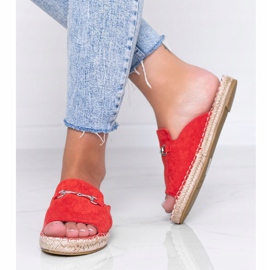 Pantofole rosse con fibbia Roseau rosso 1