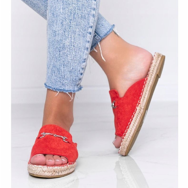 Pantofole rosse con fibbia Roseau rosso 1