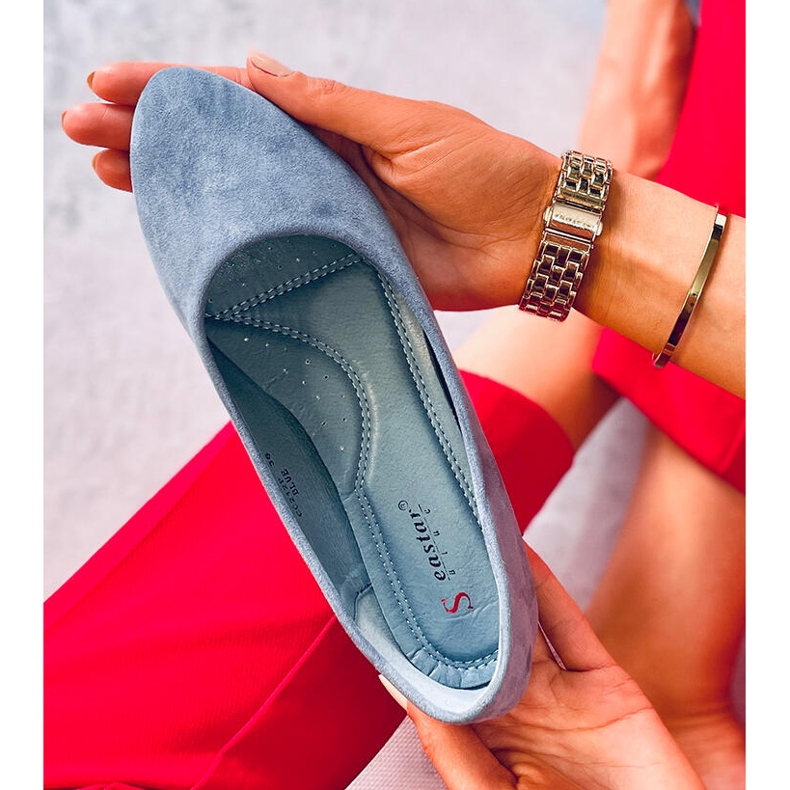 Blu CC212P Ballerine in camoscio liscio blu 2