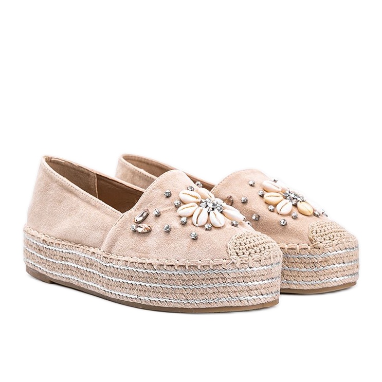 Espadrillas beige su una spessa suola Mrs Nicki 1
