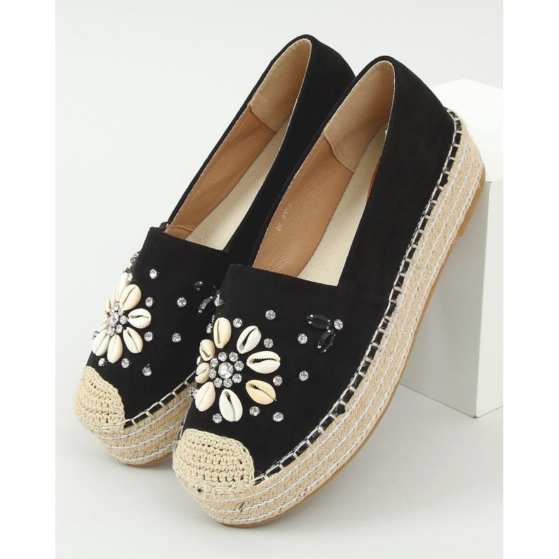 Espadrillas nere con conchiglie 2798 Black nero 1