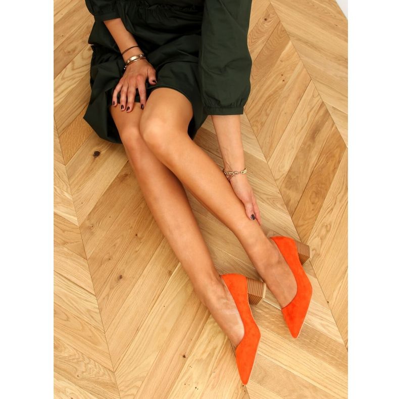 Décolleté con tacco in legno arancione CL75P Arancione arancia 1