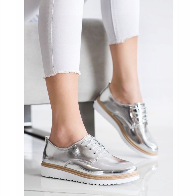 SHELOVET Scarpe Laccate Argento 2