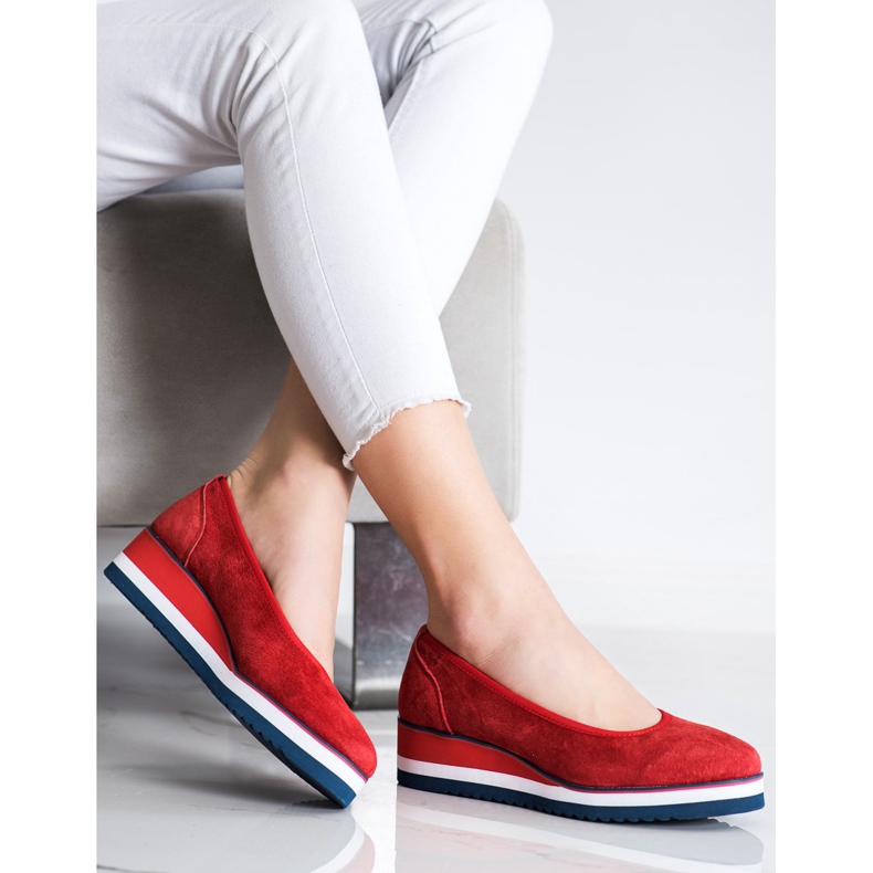 Filippo Décolleté con zeppa in pelle rosso 2