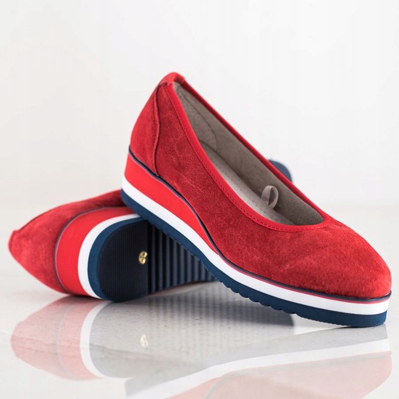 Filippo Décolleté con zeppa in pelle rosso 1