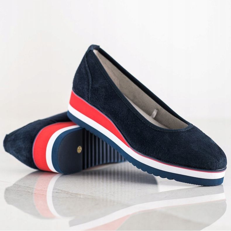 Filippo Décolleté con zeppa in pelle blu navy 1