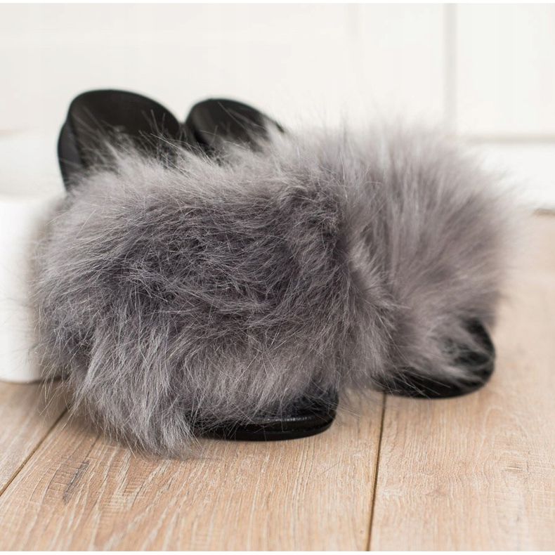 SHELOVET Pantofole Alla Moda Con Pelliccia grigio 2
