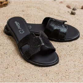 Evento Ciabatte nere con cristalli nero 1